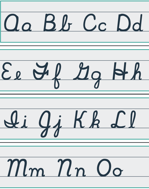 cursive alphabet letters