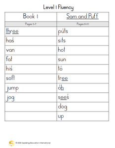 Word Fluency Series 1 Downloadable Resource WF1D