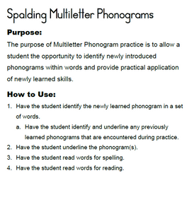 Home Educator Spalding Spelling Lesson Student Materials: HES1 First Grade